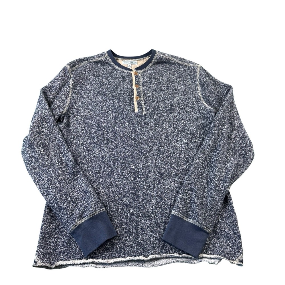 Wallace & Barnes‎ Blue Gray Heathered L/S Henley Cotton Blend Size Small
